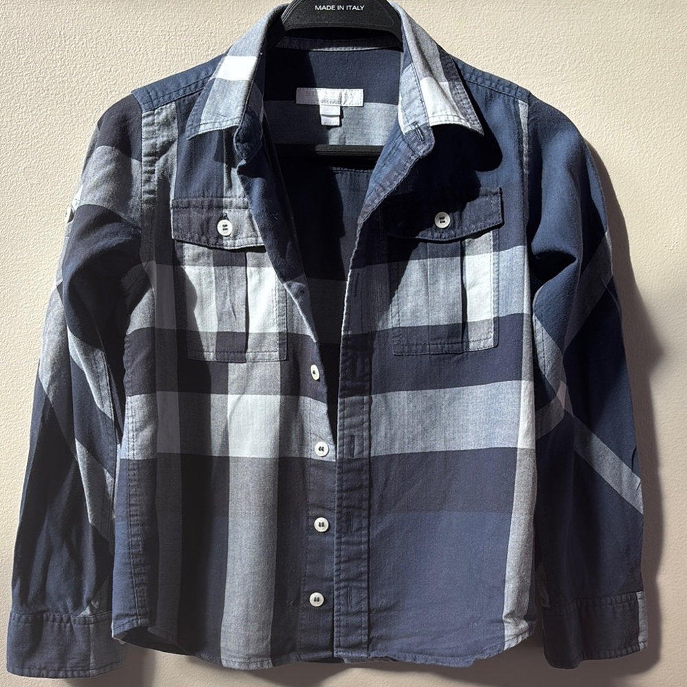 Boys Burberry long sleeve button down shirt